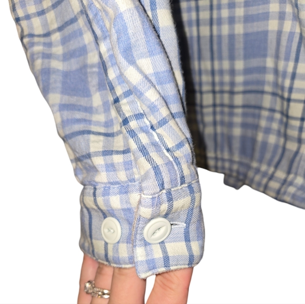 Women's LL Bean Blue Button Down Plaid Jacket, Size Medium - Picture 4 of 10
